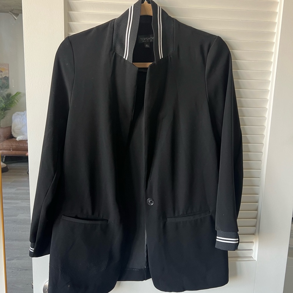 USED* Topshop Womens Blk Blazer US 4